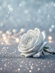 Silver glitter background with shimmering metallic effect and soft bokeh