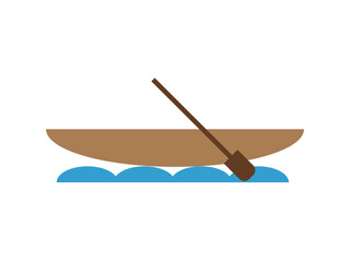 波の上を走るカヌー、カヤック、ボートのアイコンのイラスト