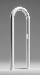 A stylized, white archway, resembling a door, stands against a neutral gray background.  It's smooth, simple, and architectural