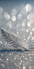 Silver glitter background with shimmering metallic effect and soft bokeh