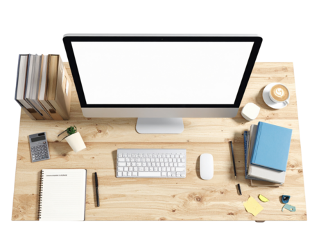 Modern Wooden Office Desk Setup PN