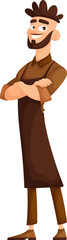 Cartoon Character Illustration. A Stylish Figure with Apron and Confident Pose.