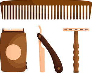 Rustic Shaving Set Still Life. A Composition of Brown Tones and Smooth Textures.