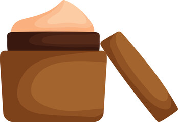 Container of Cream, Abstract Design with Geometric Shapes and Muted Earth Tones.