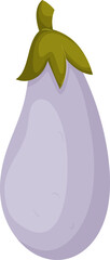 Purple Produce, Isolated, with Green Stem and Leaves, on a White Background.