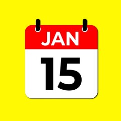 Fototapeta premium January 15 Day Calendar Vector illustration | January day Calendar Page