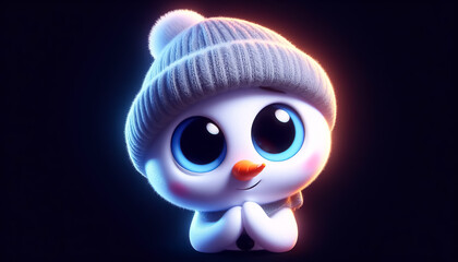 Adorable 3D snowman cartoon. Christmas time