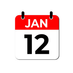 January 12 Day Calendar Vector illustration | January day Calendar Page
