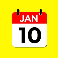 January 10 Day Calendar Vector illustration | January day Calendar Page