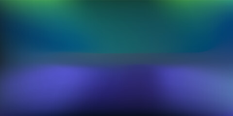 Blue-green gradient studio room, abstract background pattern, walls and floor reflect neon lights, dark tones and feel speed of digital technology connected blue