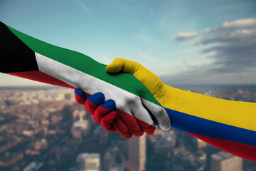 Shaking hands Kuwait and_Colombia