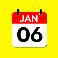 January 6 Day Calendar Vector illustration | January day Calendar Page