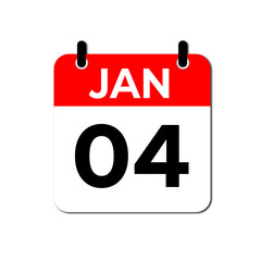 January 4 Day Calendar Vector illustration | January day Calendar Page