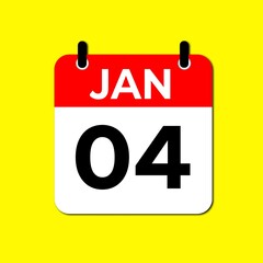 January 4 Day Calendar Vector illustration | January day Calendar Page