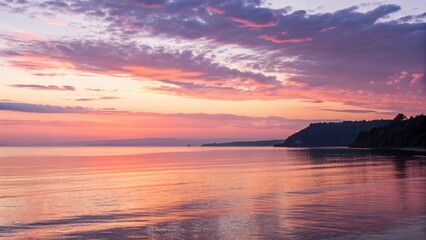 Minimal Seascape at Dawn with Glowing Pastel Sky
Serene Ocean Horizon with a Soft Water Reflection
Peaceful Coastal View with a Pink and Purple Sky