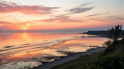 Minimal Seaside Landscape with Sunset Reflections
Serene Ocean Shoreline with a Colorful Sky
Peaceful Coastal View with Soft Light and a Calm Sea
Tranquil Beach at Sunset with Golden Hues