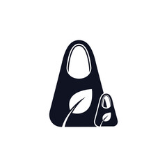 Vector illustration of plastic bag with leaf icon depicting recycling symbol of garbage