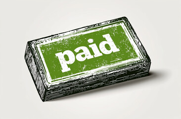 Visual representation of a paid status with green block displaying the word paid in bold white letters Generative AI