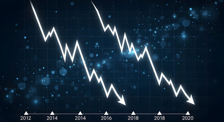 White Arrows Pointing Downward on Blue Abstract Background Illustration