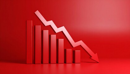 Red bar graph with a downward trend
