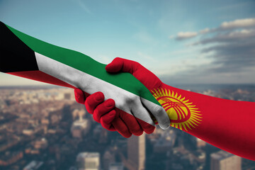 Shaking hands Kuwait and_Kyrgyzstan