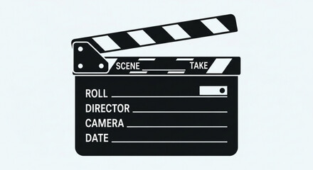 Obraz premium Classic film clapperboard, representing filmmaking, movie production, and the start of a scene in the entertainment industry