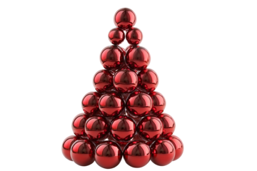 red christmas tree made of glass balls xmas baubles