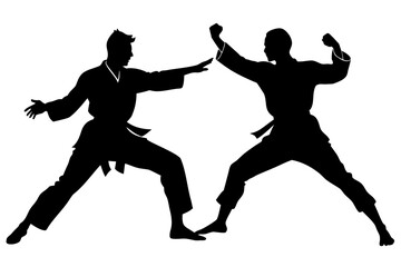 Karate fighter silhouette vector isolated on white background