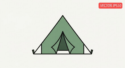A green camping tent with an open entrance, ideal for outdoor adventures and recreational activities