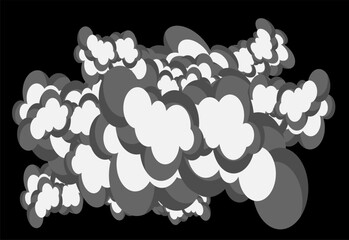 Flat vector illustration of the sun partially covered by clouds on a black sky background. Simple weather icon design for forecast apps, climate graphics, and educational materials