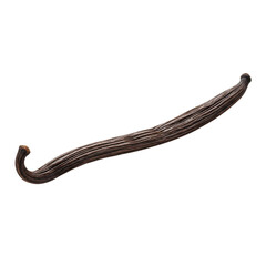 Single whole aromatic vanilla bean pod, isolated on white and transparent background for baking and dessert concepts