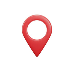 A red map pointer icon set against a white background.