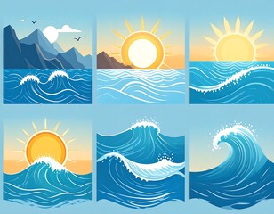 Ocean scenes with sunrises and sunsets