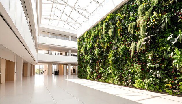 Modern office atrium with vibrant vertical garden (1)