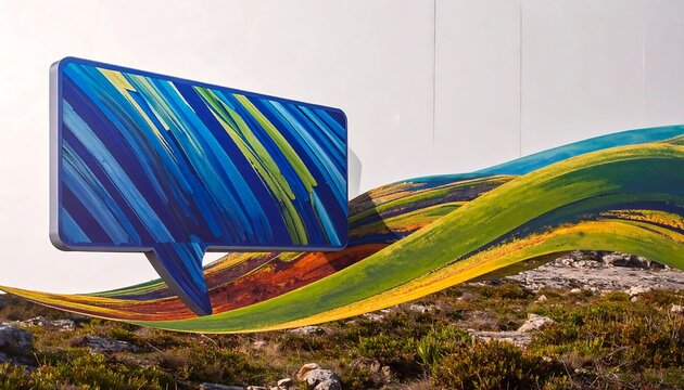 Abstract speech bubble over a landscape - Powered by Adobe