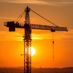 Silhouette crane at sunset (1)