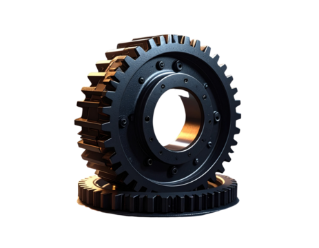 Rotating Black Gear in Motion PNG - Powered by Adobe