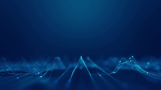 Abstract Futuristic Technology Data Wave Background with Glowing Blue Data Wave, AI Technology, Digital Network, and Innovation concept.