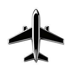 Stylish black airplane icon suitable for travel-themed designs and branding in various industries