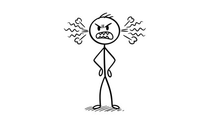 Angry Stick Figure Man with Steam Coming from Ears
