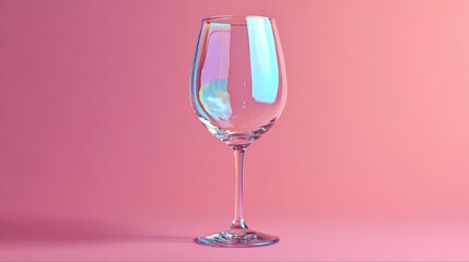 Elegant Transparent Wine Glass Against a Soft Pink Background