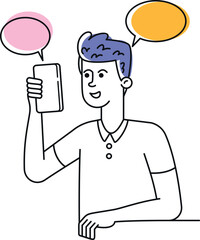 Teenager holding smartphone video call