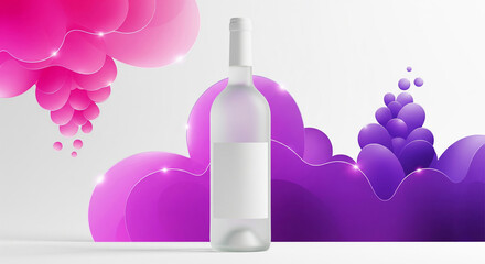 White wine bottle with colorful abstract background
