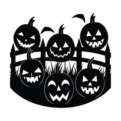 Obraz premium pumpkin patch jackolanterns faces