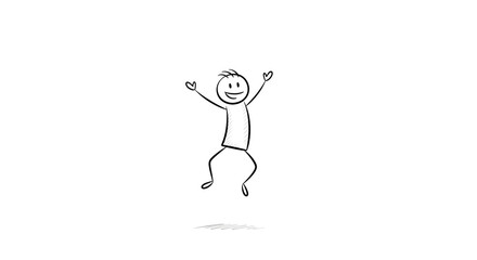 Happy Stick Figure Jumping for Joy