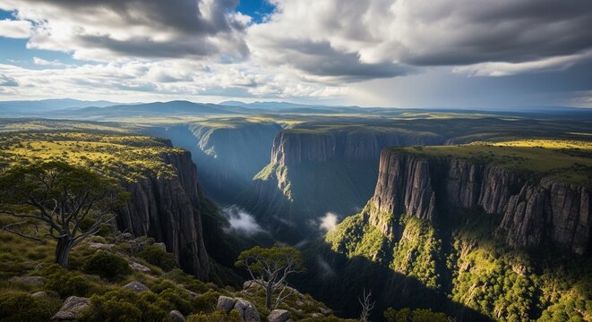 Ancient Clifftop Plateau With Endless Sky Above Horizon