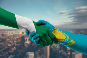 Shaking hands Nigeria and_Kazakhstan