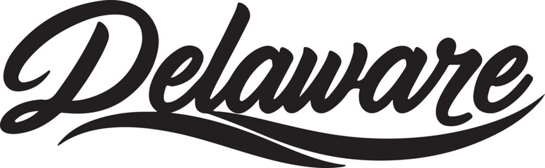 Delaware with calligraphy style by wave style bold elements.