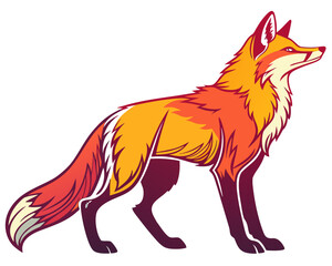 Fototapeta premium Fox standing silhouette illustration