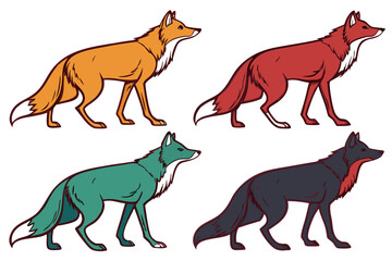 set of Fox standing silhouette illustration